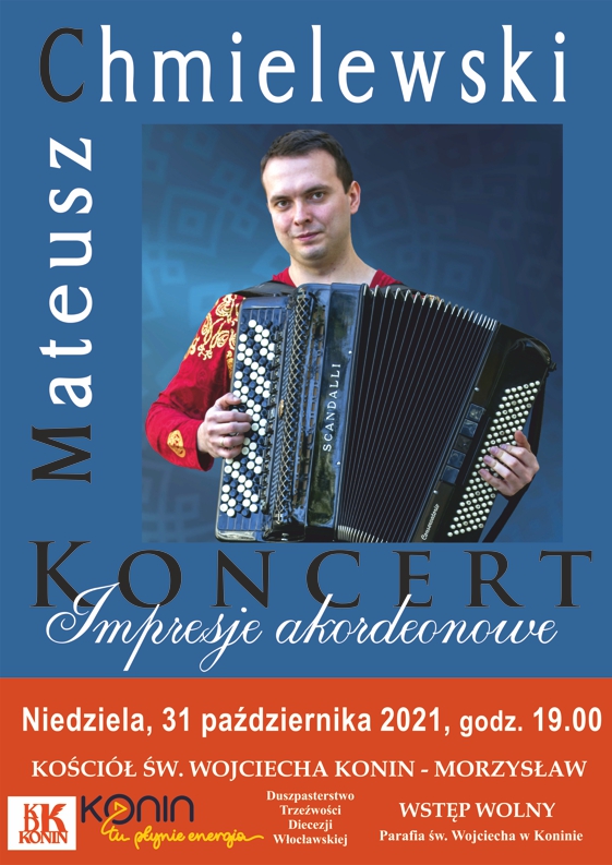 Poeta akordeonu zagra w kościele św. Wojciecha w Koninie